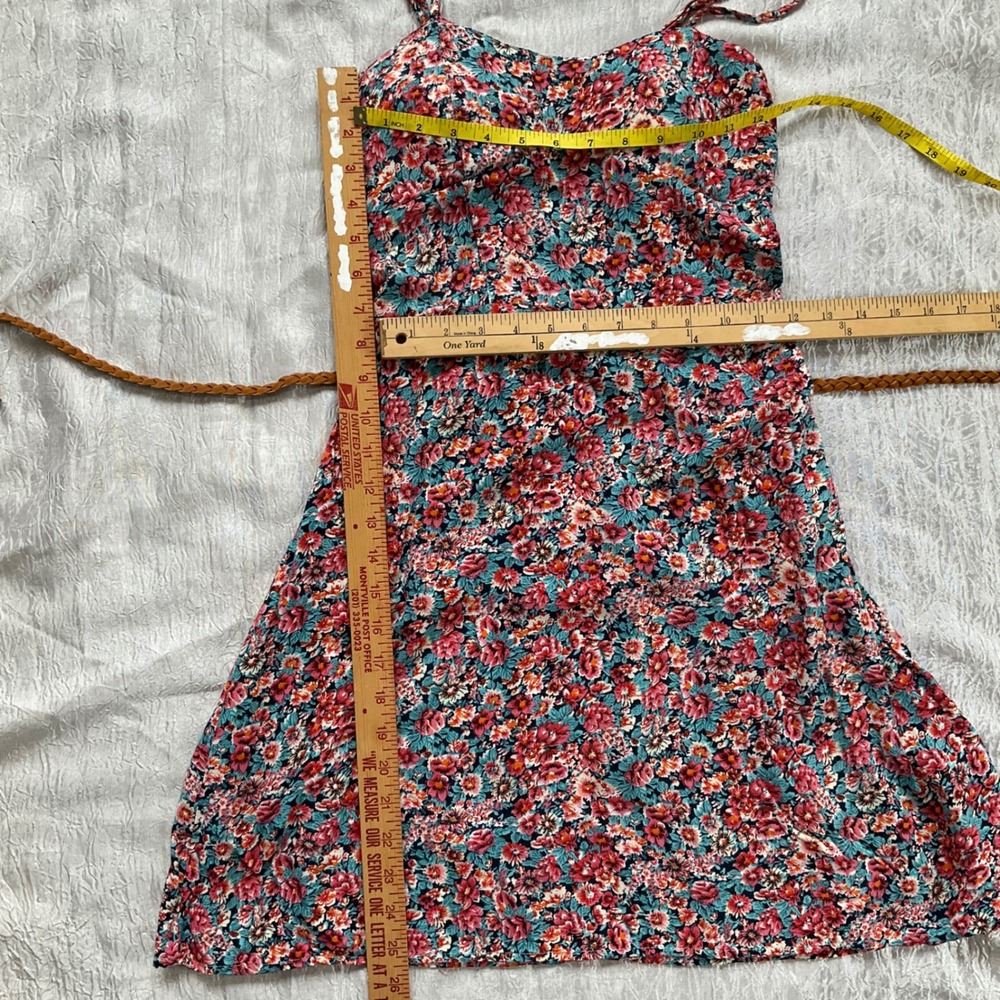 New Look Floral Smocked Back Sundress with Braided Belt M Cottagecore Boho Retro - Picture 10 of 14